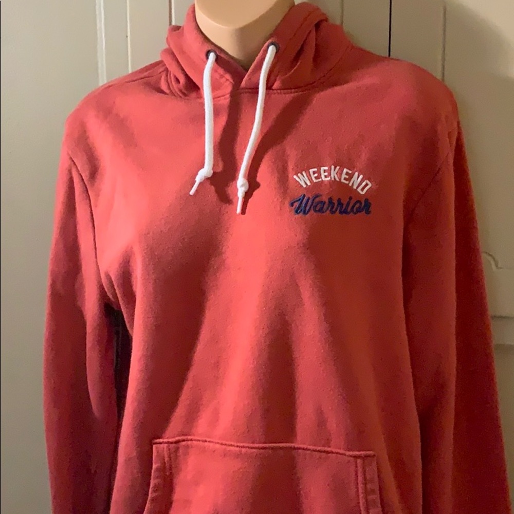 Peach colored “WEEKEND WARRIOR” hoodie